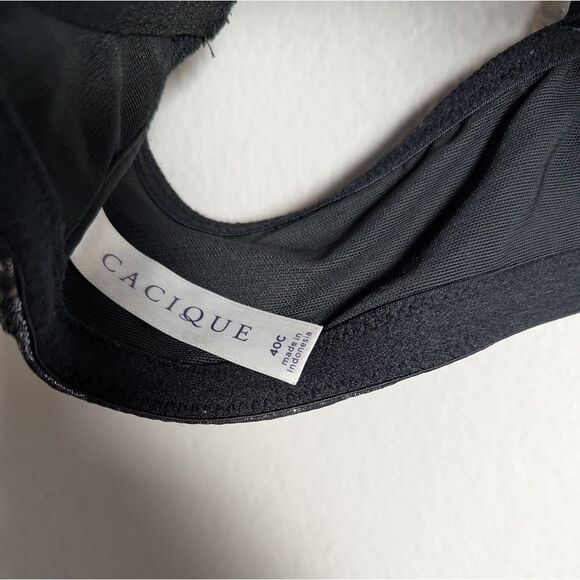 Cacique Metallic Animal Print Front Closure Strappy Boost Plunge Push-up Bra 40C - Picture 7 of 8